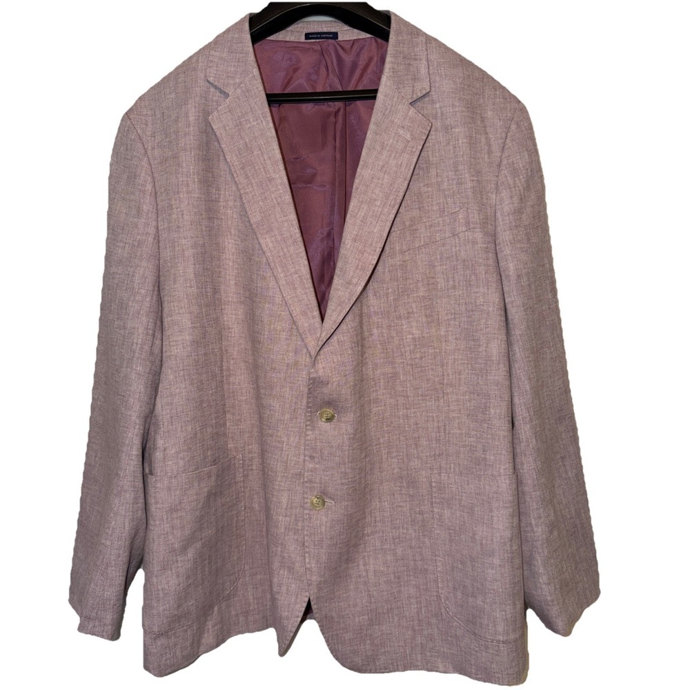 Stafford Linen Cotton Blazer 52 Reg Pink Business Event Easter Smart Casual